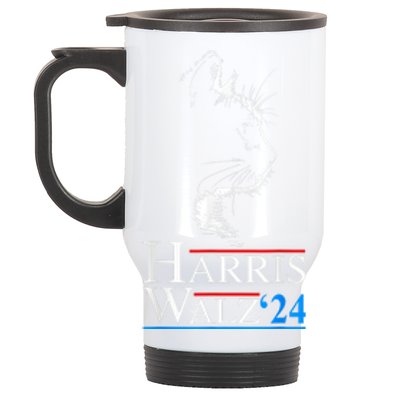 Harris Waltz 2024 Cat Election Kamala Harris Tim Walz 2024 Stainless Steel Travel Mug