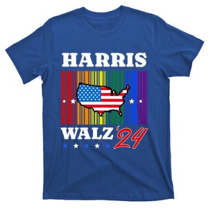 Harris Walz 24 Election Lgbt Us Flag Kamala Harris Tim Waltz Gift T-Shirt