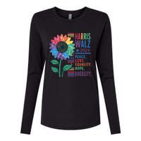 Harris Walz 2024 Peace Love Equality Hope Womens Cotton Relaxed Long Sleeve T-Shirt