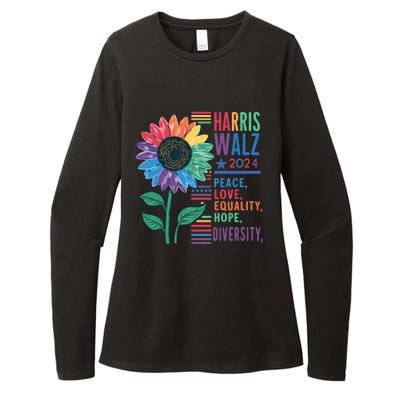 Harris Walz 2024 Peace Love Equality Hope Womens CVC Long Sleeve Shirt