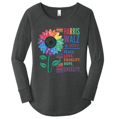 Harris Walz 2024 Peace Love Equality Hope Women's Perfect Tri Tunic Long Sleeve Shirt