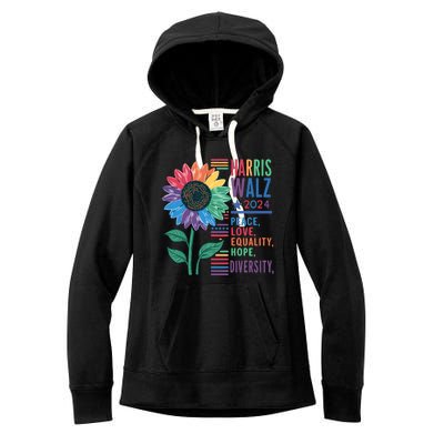 Harris Walz 2024 Peace Love Equality Hope Women's Fleece Hoodie