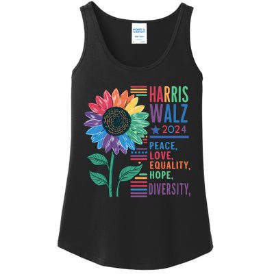 Harris Walz 2024 Peace Love Equality Hope Ladies Essential Tank