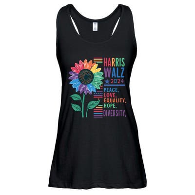 Harris Walz 2024 Peace Love Equality Hope Ladies Essential Flowy Tank