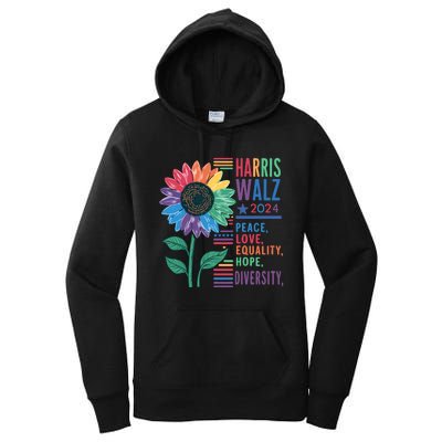 Harris Walz 2024 Peace Love Equality Hope Women's Pullover Hoodie