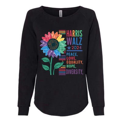 Harris Walz 2024 Peace Love Equality Hope Womens California Wash Sweatshirt