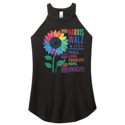 Harris Walz 2024 Peace Love Equality Hope Women's Perfect Tri Rocker Tank