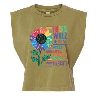 Harris Walz 2024 Peace Love Equality Hope Garment-Dyed Women's Muscle Tee