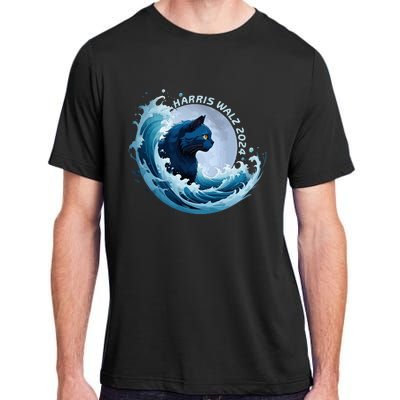 Harris Walz 2024 Blue Wave Cat Lady Vote Blue Cat Democrat Adult ChromaSoft Performance T-Shirt