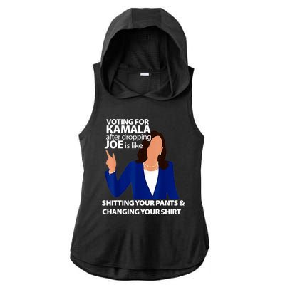 Harris Walz 2024 Voting For Kamala After Dropping Joe Is Like Shitting Gift Ladies PosiCharge Tri-Blend Wicking Draft Hoodie Tank