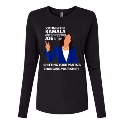 Harris Walz 2024 Voting For Kamala After Dropping Joe Is Like Shitting Gift Womens Cotton Relaxed Long Sleeve T-Shirt