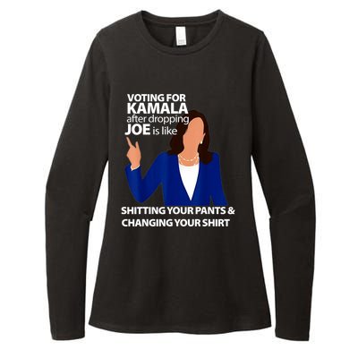 Harris Walz 2024 Voting For Kamala After Dropping Joe Is Like Shitting Gift Womens CVC Long Sleeve Shirt