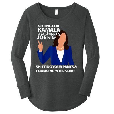 Harris Walz 2024 Voting For Kamala After Dropping Joe Is Like Shitting Gift Women's Perfect Tri Tunic Long Sleeve Shirt