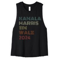 Harris Walz 2024 Kamala Harris Tim Walz Waltz Vintage Style Women's Racerback Cropped Tank