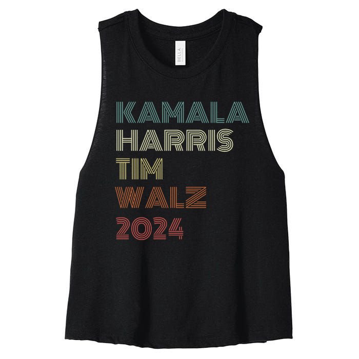 Harris Walz 2024 Kamala Harris Tim Walz Waltz Vintage Style Women's Racerback Cropped Tank