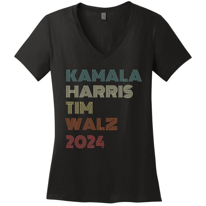 Harris Walz 2024 Kamala Harris Tim Walz Waltz Vintage Style Women's V-Neck T-Shirt