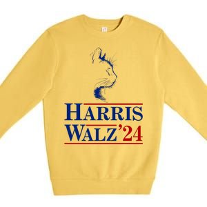 Harris Walz 2024 Cat Election Tim Kamala Premium Crewneck Sweatshirt