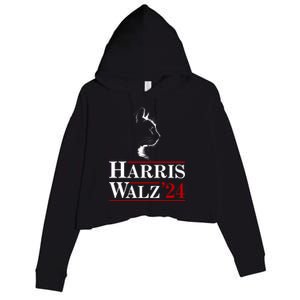 Harris Walz 2024 Cat Election Tim Kamala Crop Fleece Hoodie