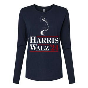 Harris Walz 2024 Cat Election Tim Kamala Womens Cotton Relaxed Long Sleeve T-Shirt