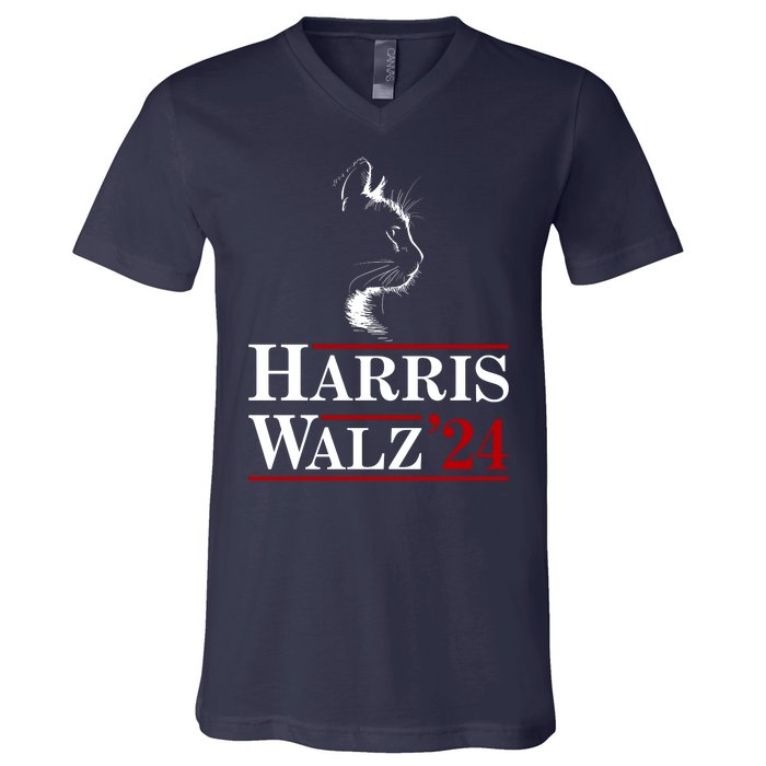 Harris Walz 2024 Cat Election Tim Kamala V-Neck T-Shirt