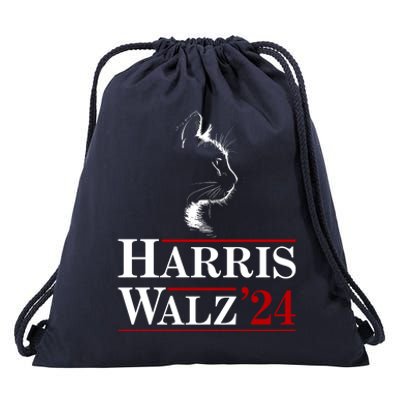 Harris Walz 2024 Cat Election Tim Kamala Drawstring Bag