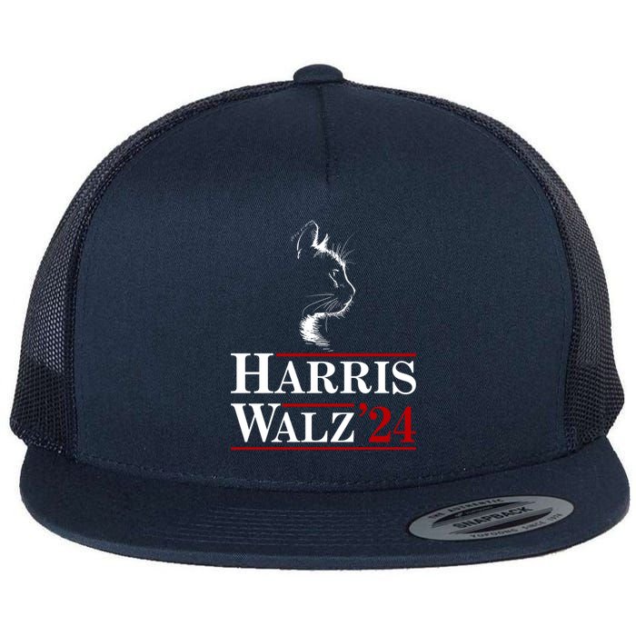 Harris Walz 2024 Cat Election Tim Kamala Flat Bill Trucker Hat