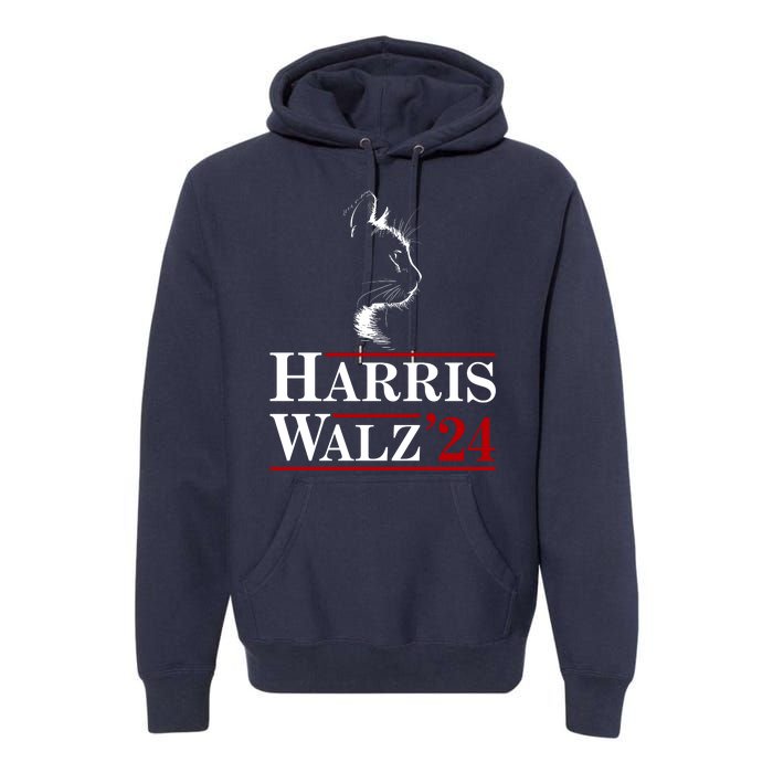 Harris Walz 2024 Cat Election Tim Kamala Premium Hoodie