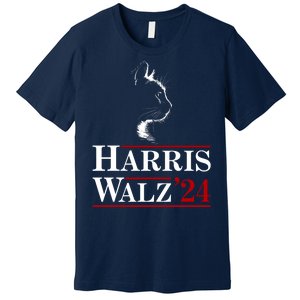 Harris Walz 2024 Cat Election Tim Kamala Premium T-Shirt