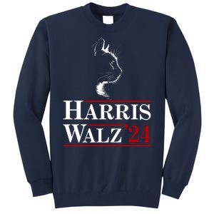 Harris Walz 2024 Cat Election Tim Kamala Tall Sweatshirt