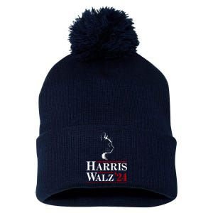 Harris Walz 2024 Cat Election Tim Kamala Pom Pom 12in Knit Beanie