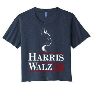 Harris Walz 2024 Cat Election Tim Kamala Women's Crop Top Tee