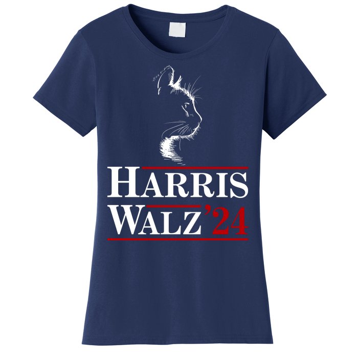 Harris Walz 2024 Cat Election Tim Kamala Women's T-Shirt