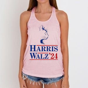 Harris Walz 2024 Cat Election Tim Kamala Women's Knotted Racerback Tank