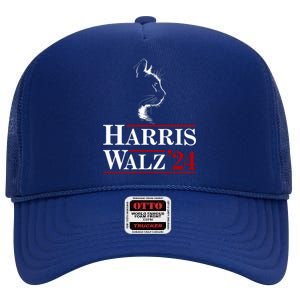 Harris Walz 2024 Cat Election Tim Kamala High Crown Mesh Back Trucker Hat