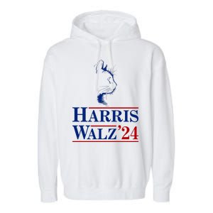 Harris Walz 2024 Cat Election Tim Kamala Garment-Dyed Fleece Hoodie