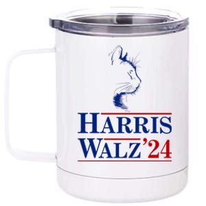 Harris Walz 2024 Cat Election Tim Kamala 12 oz Stainless Steel Tumbler Cup