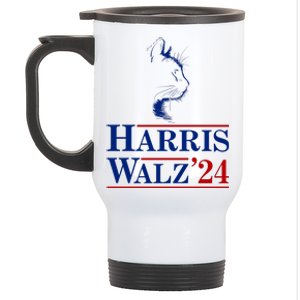 Harris Walz 2024 Cat Election Tim Kamala Stainless Steel Travel Mug