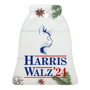 Harris Walz 2024 Cat Election Tim Kamala Ceramic Bell Ornament