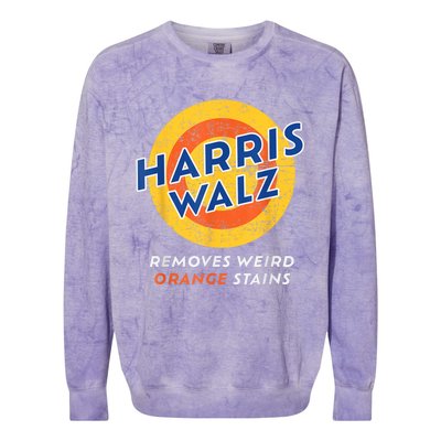 Harris Walz 2024 Waltz Removes Weird Orange Stains Colorblast Crewneck Sweatshirt