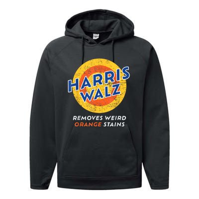 Harris Walz 2024 Waltz Removes Weird Orange Stains Performance Fleece Hoodie