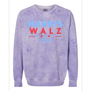 Harris Walz 2024 Election Blue Colorblast Crewneck Sweatshirt