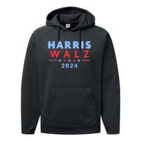 Harris Walz 2024 Election Blue Performance Fleece Hoodie