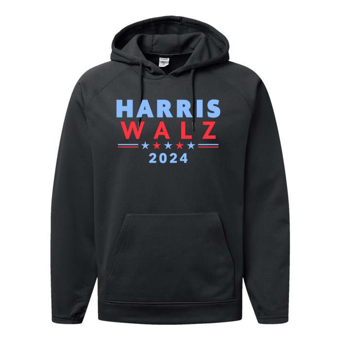 Harris Walz 2024 Election Blue Performance Fleece Hoodie