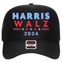 Harris Walz 2024 Election Blue High Crown Mesh Back Trucker Hat