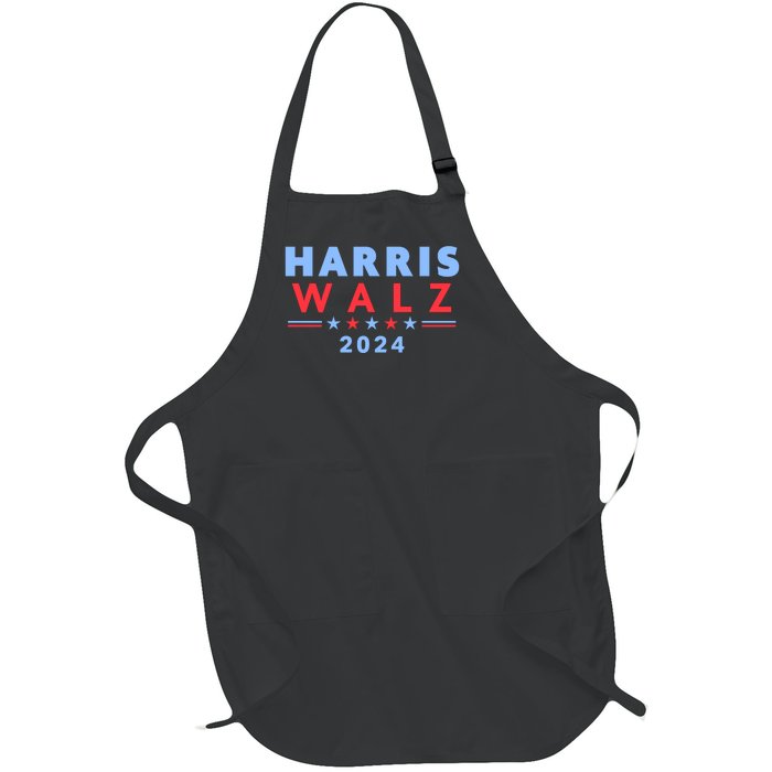 Harris Walz 2024 Election Blue Full-Length Apron With Pockets