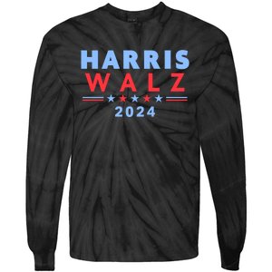 Harris Walz 2024 Election Blue Tie-Dye Long Sleeve Shirt