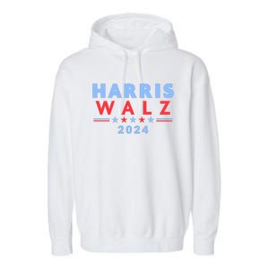 Harris Walz 2024 Election Blue Garment-Dyed Fleece Hoodie