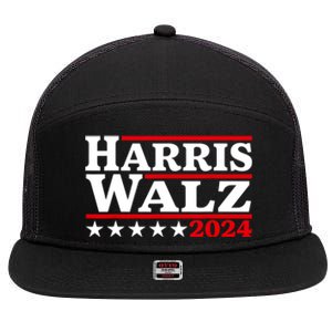 Harris Walz 2024 Election Logo 7 Panel Mesh Trucker Snapback Hat