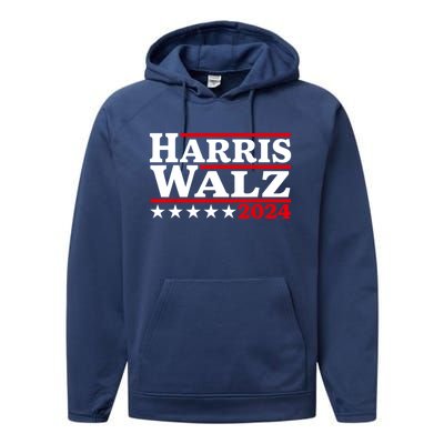 Harris Walz 2024 Election Logo Performance Fleece Hoodie