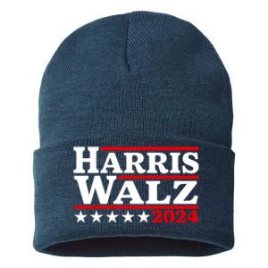 Harris Walz 2024 Election Logo Sustainable Knit Beanie